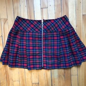 90s Y2K Vintage Zip Pleated Plaid Kilt Mini Skirt Punk Grunge